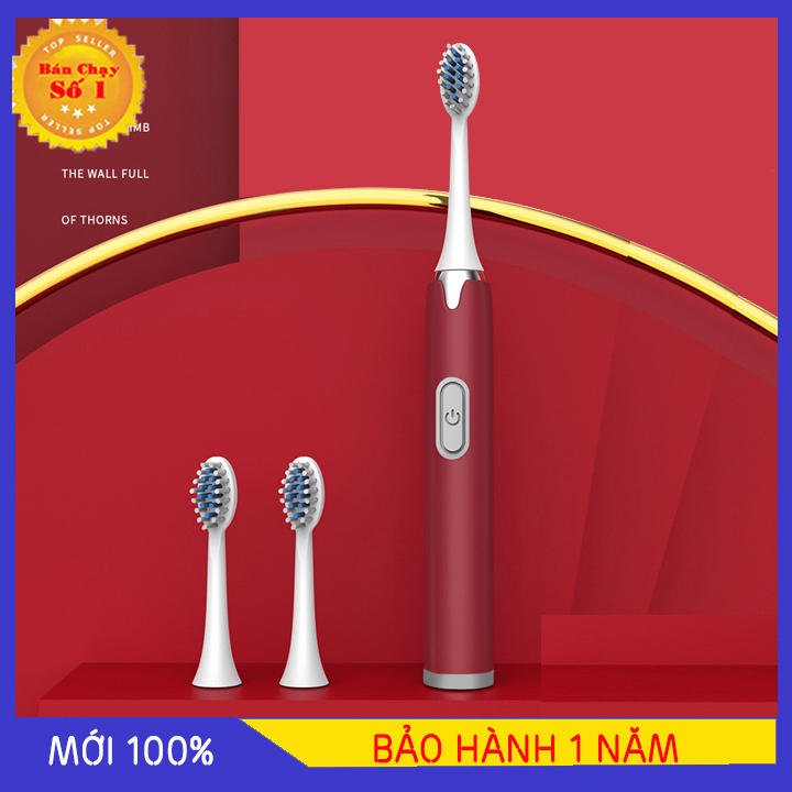 Bàn chải đánh răng tự động thông minh nâng cấp không thấm nước, làm sạch 6 cấp độ, 3 đầu bàn chải