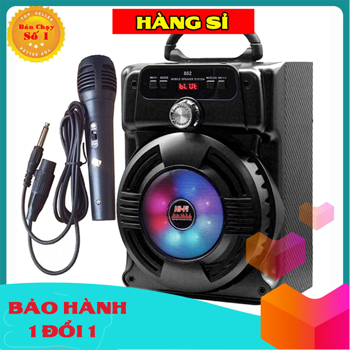 Loa bluetooth Karaoke JHW802 và nghe nhạc, có tặng kèm micro. Mã: 802