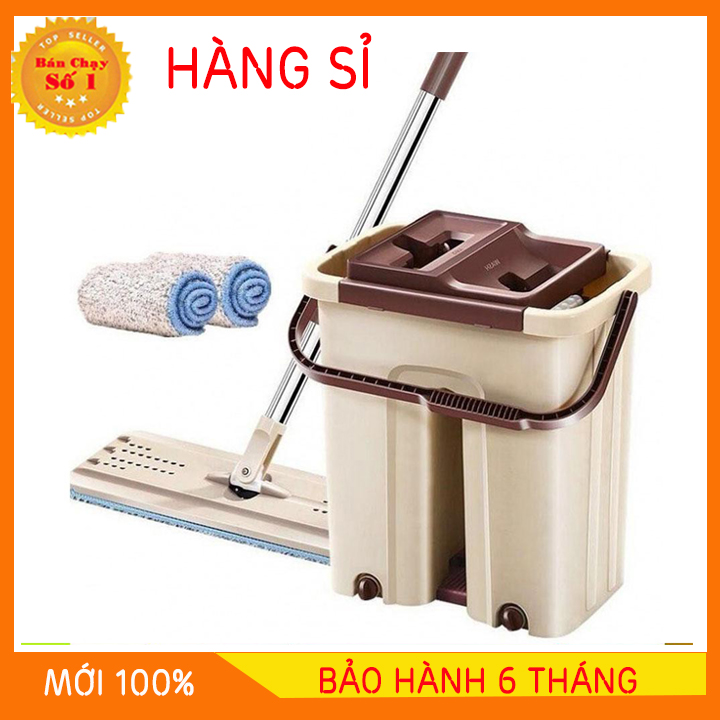 Bộ lau nhà đa năng kèm thùng vắt 2 ngăn lau sạch nhà trong một lần lau - Mã: 233