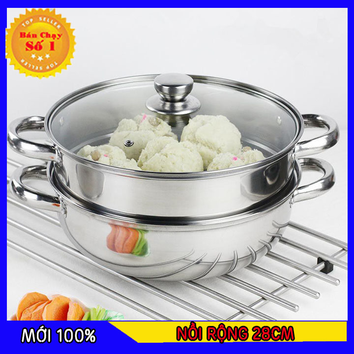 nồi hấp inox 2 tầng 28cm -Mã: 2213