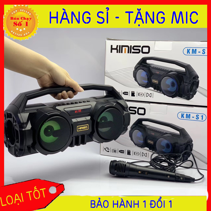 Loa bluetooth Kimoso S1 nghe nhạc và hát karaoke âm thanh chất lượng cao - tặng mic kèm - Mã: 421