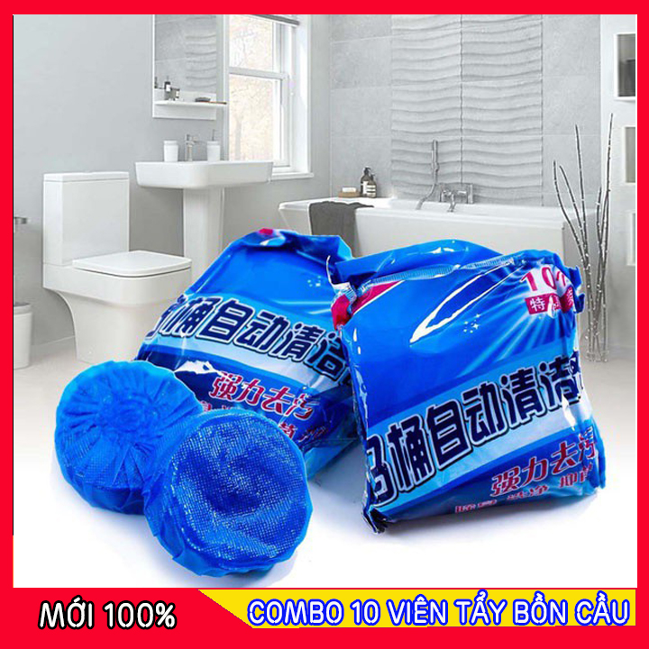 combo 10 viên tẩy bồn cầu xanh, làm sạch bồn cầu nhanh chóng, sáng bóng -Mã: 243