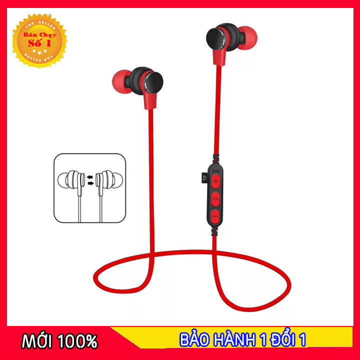 Tai nghe bluetooth T1 có khe cắm thẻ nhớ, chạy thể dục thoái mái, chống mồ hôi, chống nước. Mã: 5223