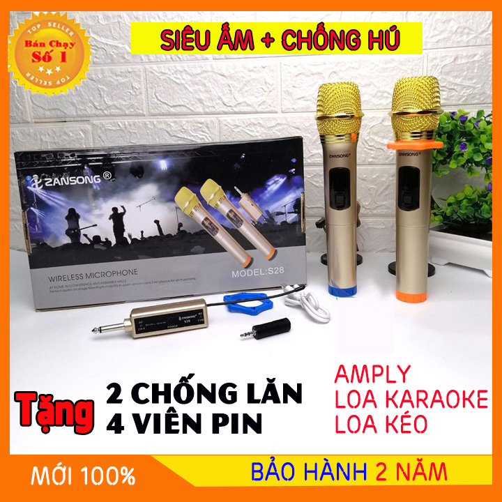 Bộ 2 Micro đôi không dây ZANSONG S28 hát karaoke siêu hay -Mã: 28